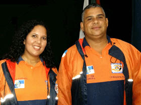 Marcella Rodrigues, geotcnica, e o sargento BM Moreira, do Cemaden - Foto: PMT